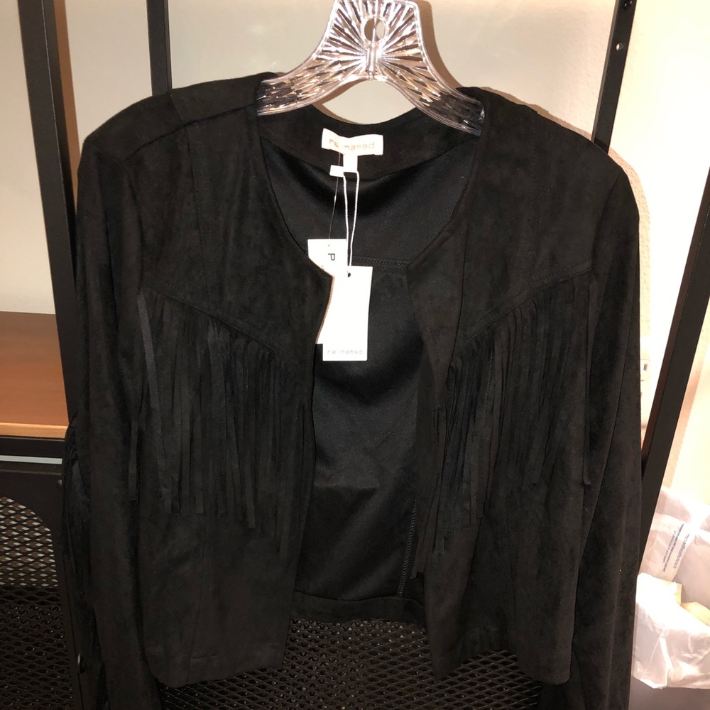 Black suede fringe jacket